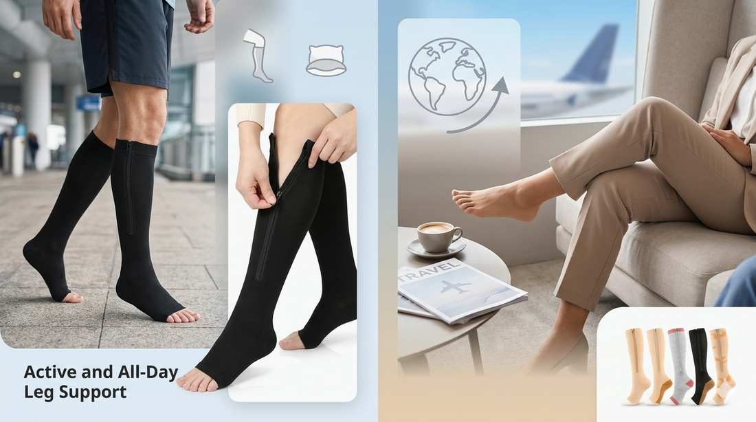 Compression Socks with Zipper for Travel and Daily Support