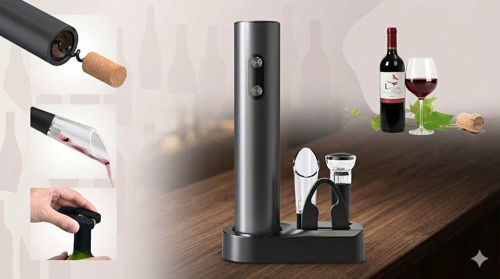 Wine Opener Set Electric Kit for Easy Wine Opening at Home