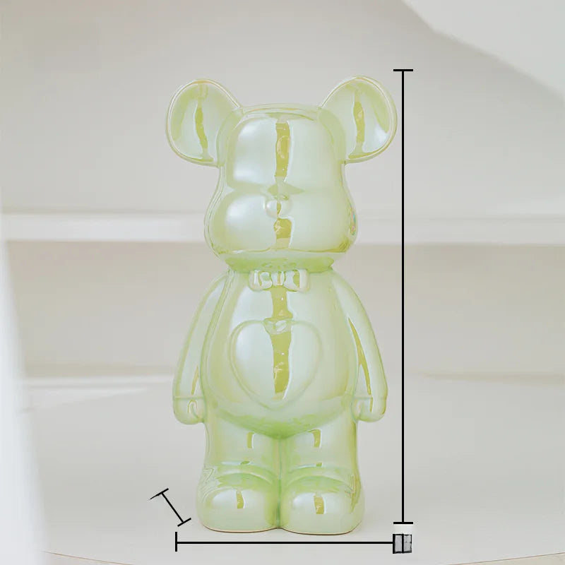 Teddy Bear Art Ceramic Statue – Modern Bearbrick Sculpture for Contemporary Interior Decor