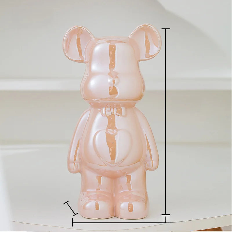 Teddy Bear Art Ceramic Statue – Modern Bearbrick Sculpture for Contemporary Interior Decor