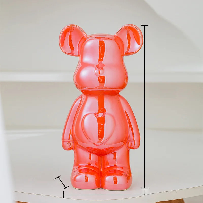 Teddy Bear Art Ceramic Statue – Modern Bearbrick Sculpture for Contemporary Interior Decor