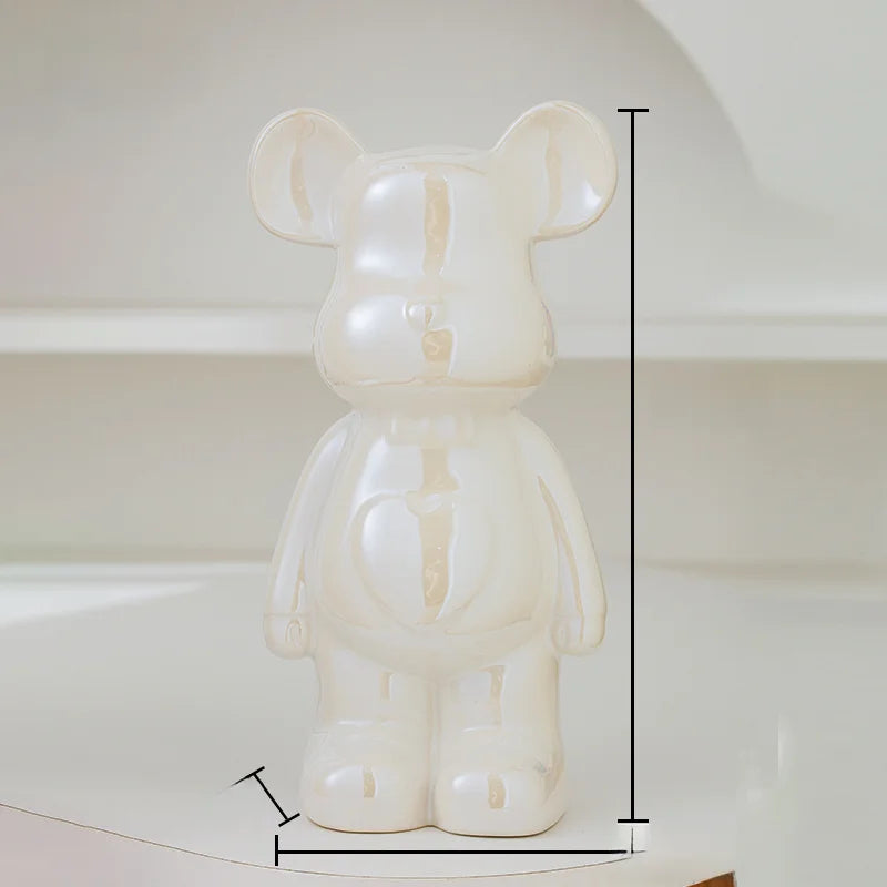 Teddy Bear Art Ceramic Statue – Modern Bearbrick Sculpture for Contemporary Interior Decor