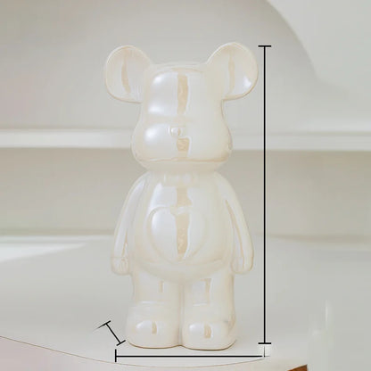 Teddy Bear Art Ceramic Statue – Modern Bearbrick Sculpture for Contemporary Interior Decor