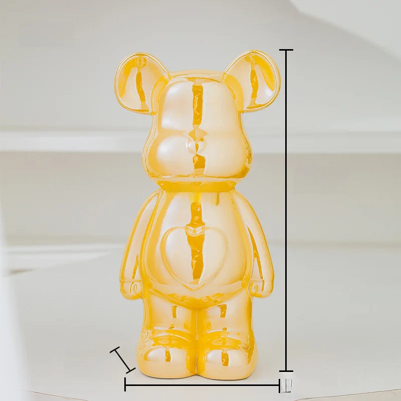 Teddy Bear Art Ceramic Statue – Modern Bearbrick Sculpture for Contemporary Interior Decor