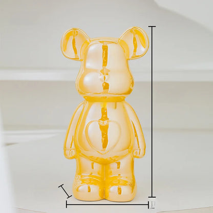Teddy Bear Art Ceramic Statue – Modern Bearbrick Sculpture for Contemporary Interior Decor
