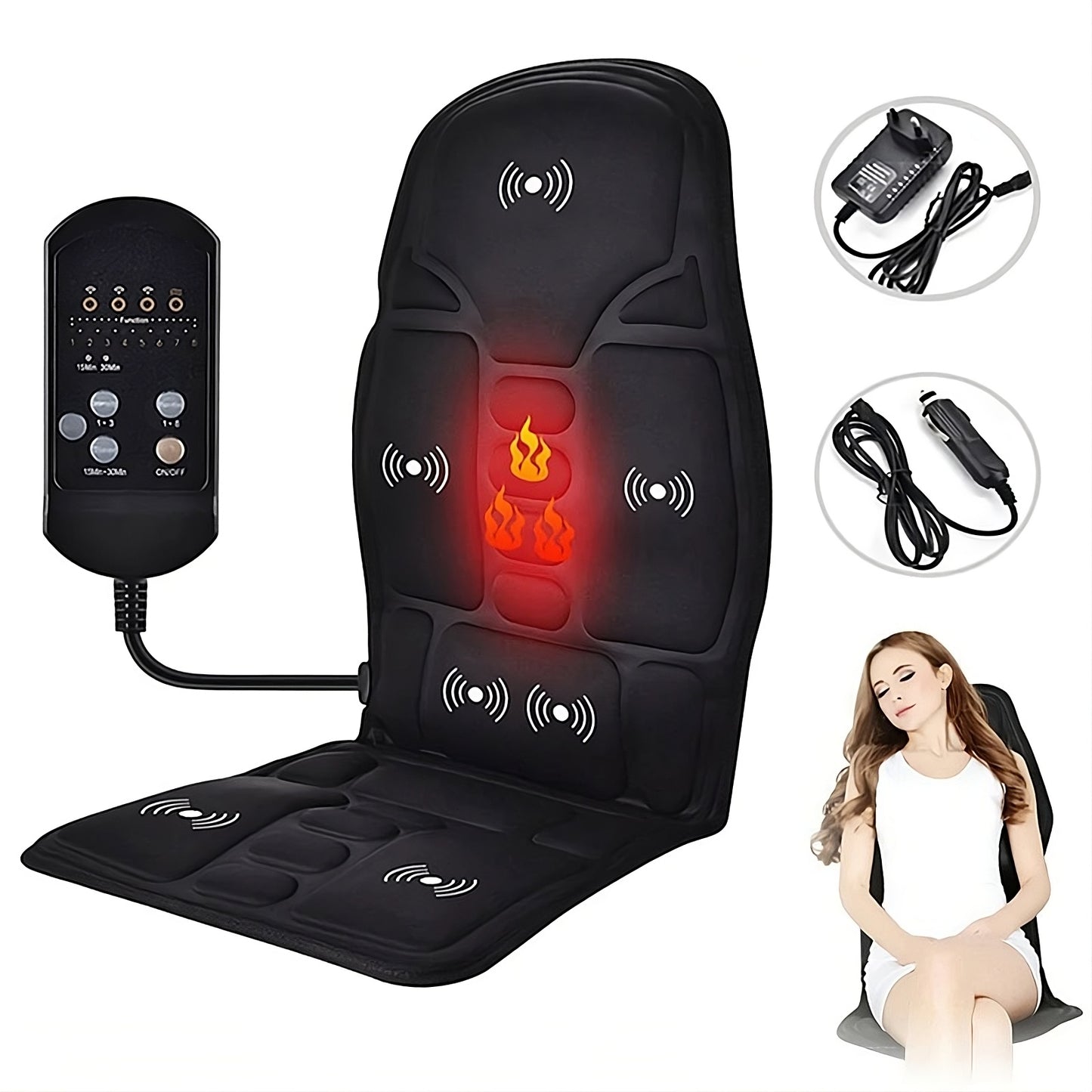 Chair Massager Heated Massage Chair Pad for Car Seat, Office Chair & Home Relaxation