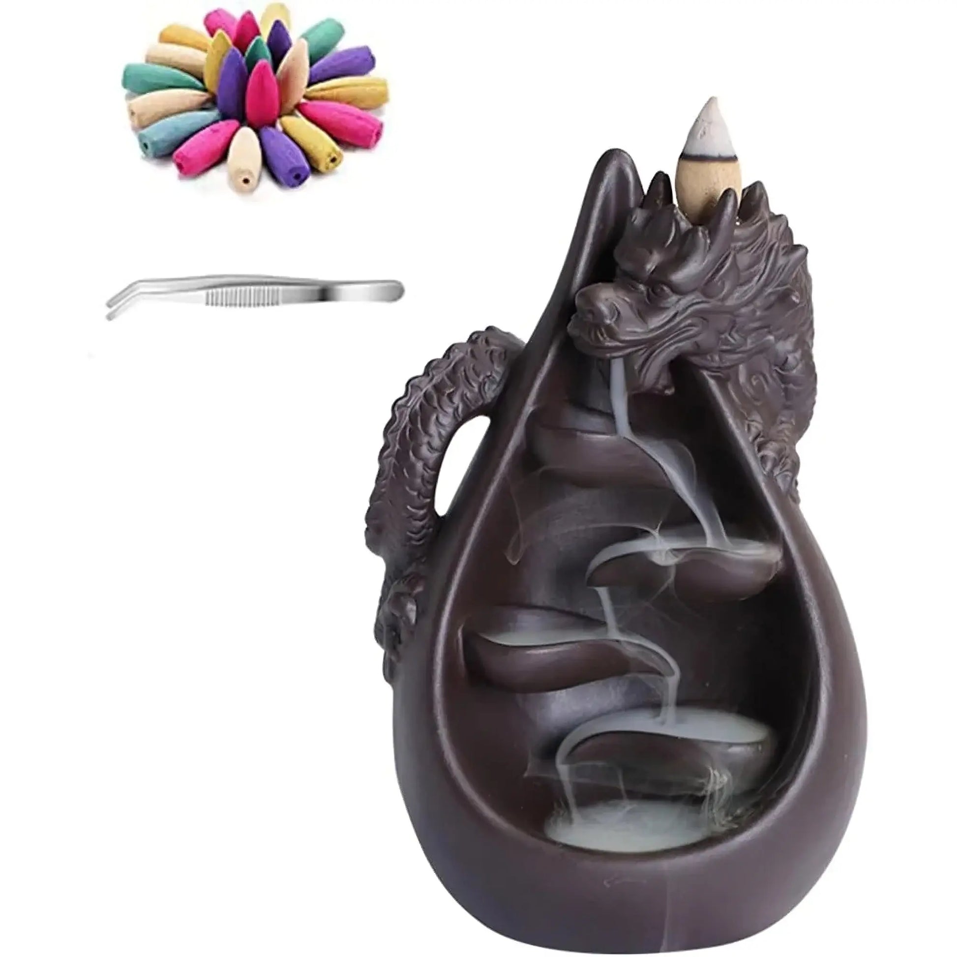 Ceramic Dragon Backflow Incense Burner Set – Waterfall Aromatherapy Decor Mavigad