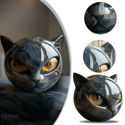 Cat Figurine Black Cat Statue for Bookshelf Decor & Modern Home Decor