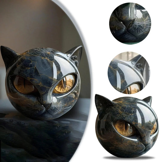 Cat Figurine Black Cat Statue for Bookshelf Decor & Modern Home Decor