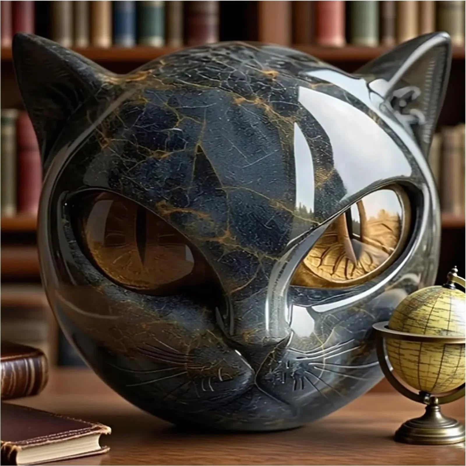 Cat Figurine Black Cat Statue for Bookshelf Decor & Modern Home Decor