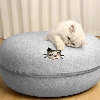 Cat Bed Cave Indoor Cat House & Donut Tunnel Cat Bed for Cozy Cat Hideaway Sleep and Play