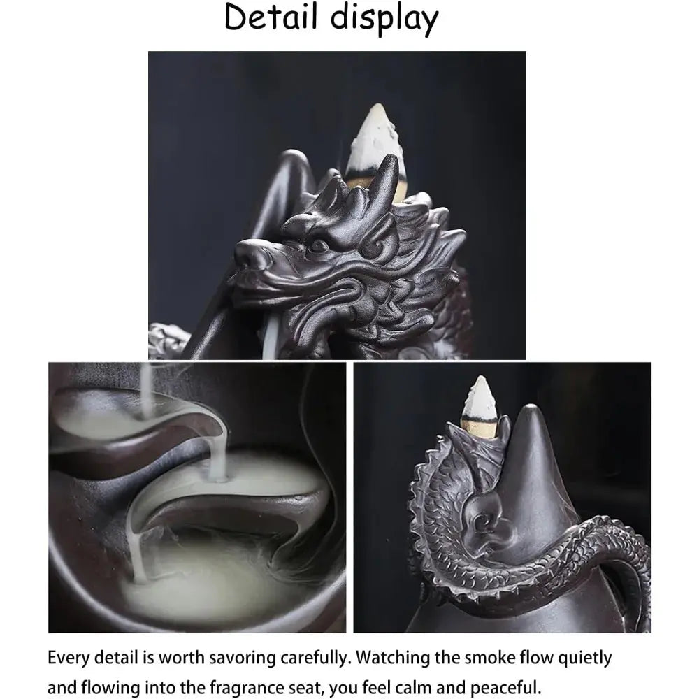 Ceramic Dragon Backflow Incense Burner Set – Waterfall Aromatherapy Decor Mavigad