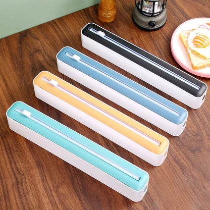 Plastic Wrap Holder Magnetic Food Film Dispenser with Cutter | Wall Mount Foil and Plastic Wrap Organizer for Aluminum Foil, Cling Film & Baking Paper