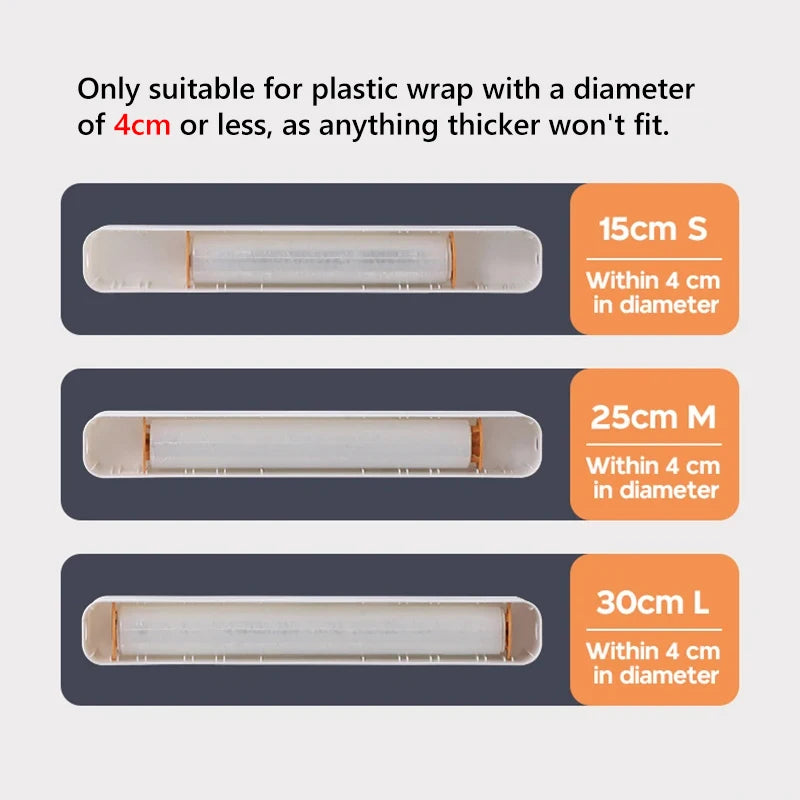 Plastic Wrap Holder Magnetic Food Film Dispenser with Cutter | Wall Mount Foil and Plastic Wrap Organizer for Aluminum Foil, Cling Film & Baking Paper