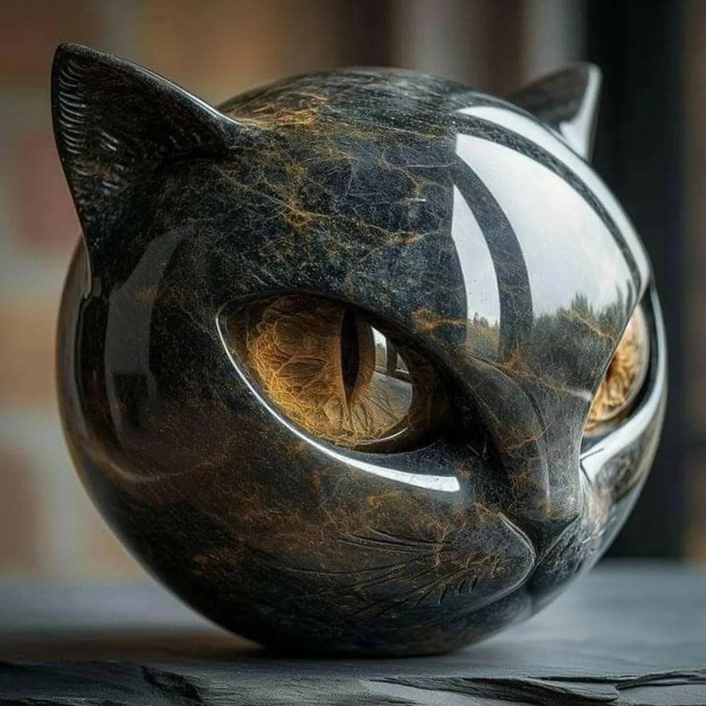 Cat Figurine Black Cat Statue for Bookshelf Decor & Modern Home Decor