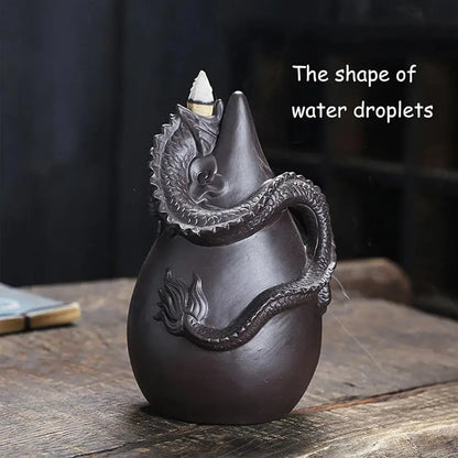 Ceramic Dragon Backflow Incense Burner Set – Waterfall Aromatherapy Decor Mavigad