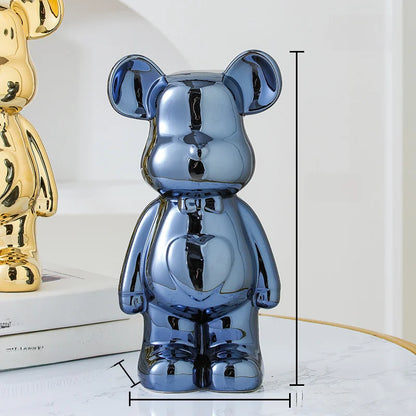 Teddy Bear Art Ceramic Statue – Modern Bearbrick Sculpture for Contemporary Interior Decor