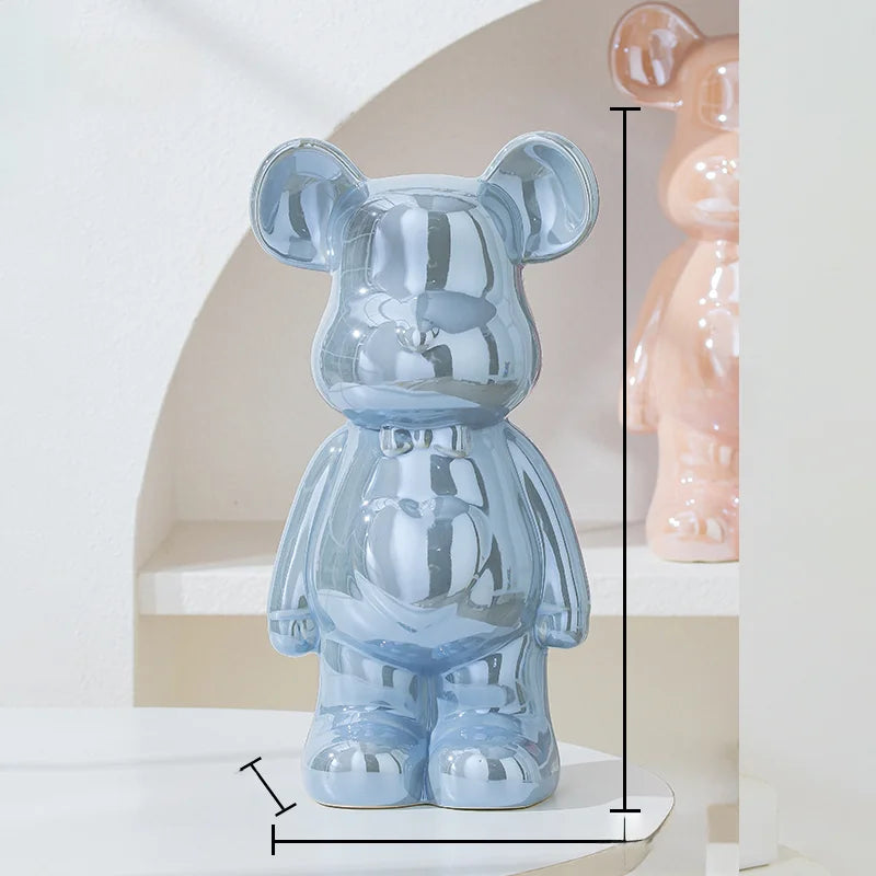 Teddy Bear Art Ceramic Statue – Modern Bearbrick Sculpture for Contemporary Interior Decor