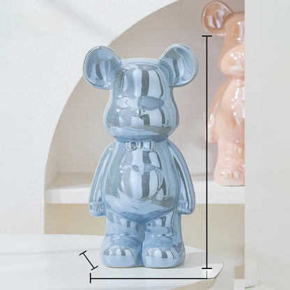 Teddy Bear Art Ceramic Statue – Modern Bearbrick Sculpture for Contemporary Interior Decor