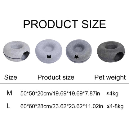 Cat Bed Cave Indoor Cat House & Donut Tunnel Cat Bed for Cozy Cat Hideaway Sleep and Play