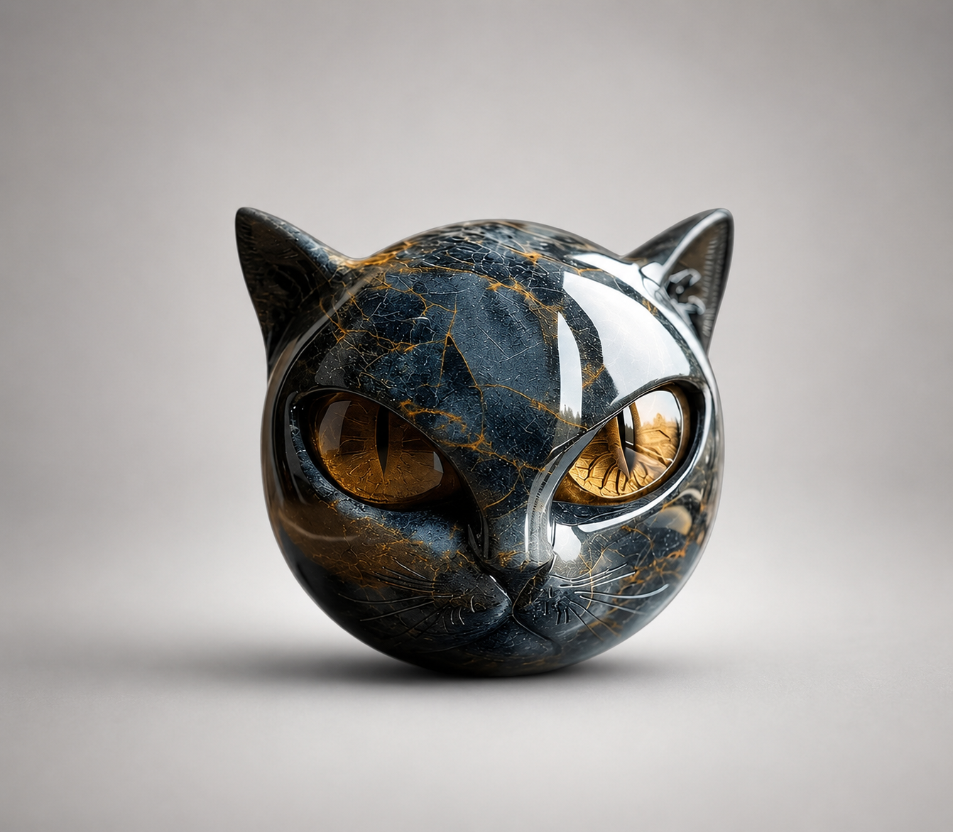 Cat Figurine Black Cat Statue for Bookshelf Decor & Modern Home Decor